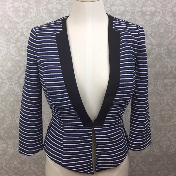 White House Black Market Jackets & Blazers - 🇺🇸WHBM Blue Gray Striped Tuxedo Style Blazer